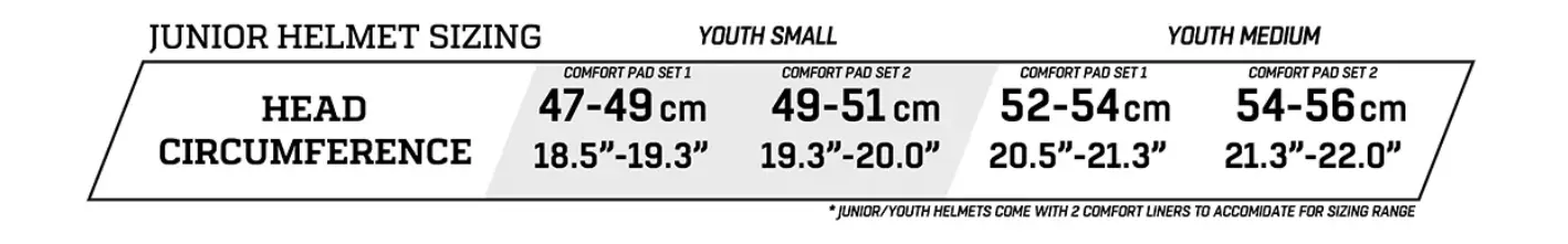 Junior ProTec Skateboard Helmets Size Chart: