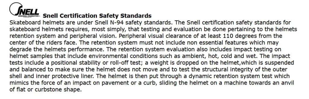 Snell Certification Safety Standards